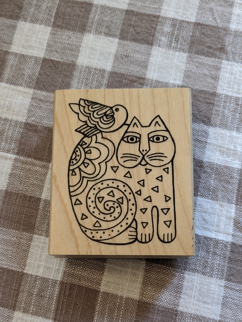 Cat Art Laurel Burch Feline Friend And Bird Rubber Stamp Stampendous NEW